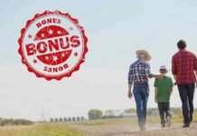 famiglia di spalle e bollino bonus