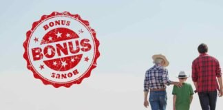 famiglia di spalle e bollino bonus