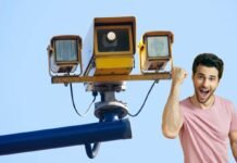 autovelox giallo, uomo felice