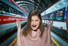 treni e donna infuriata