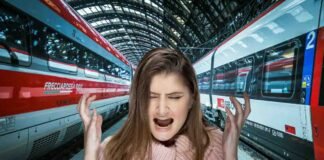 treni e donna infuriata