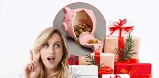 donna con idea, salvadanaio e regali