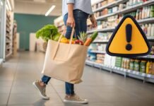 fare la spesa e segnale pericolo