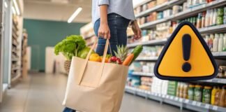 fare la spesa e segnale pericolo