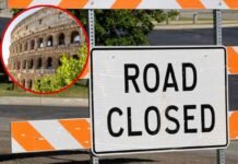 segnale strade chiuse e Colosseo