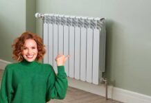 calorifero, donna felice