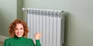 calorifero, donna felice