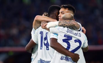 I calciatori dell'Inter festeggiano