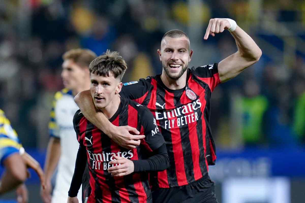 Saelemaekers e Pavlovic esultano a Parma