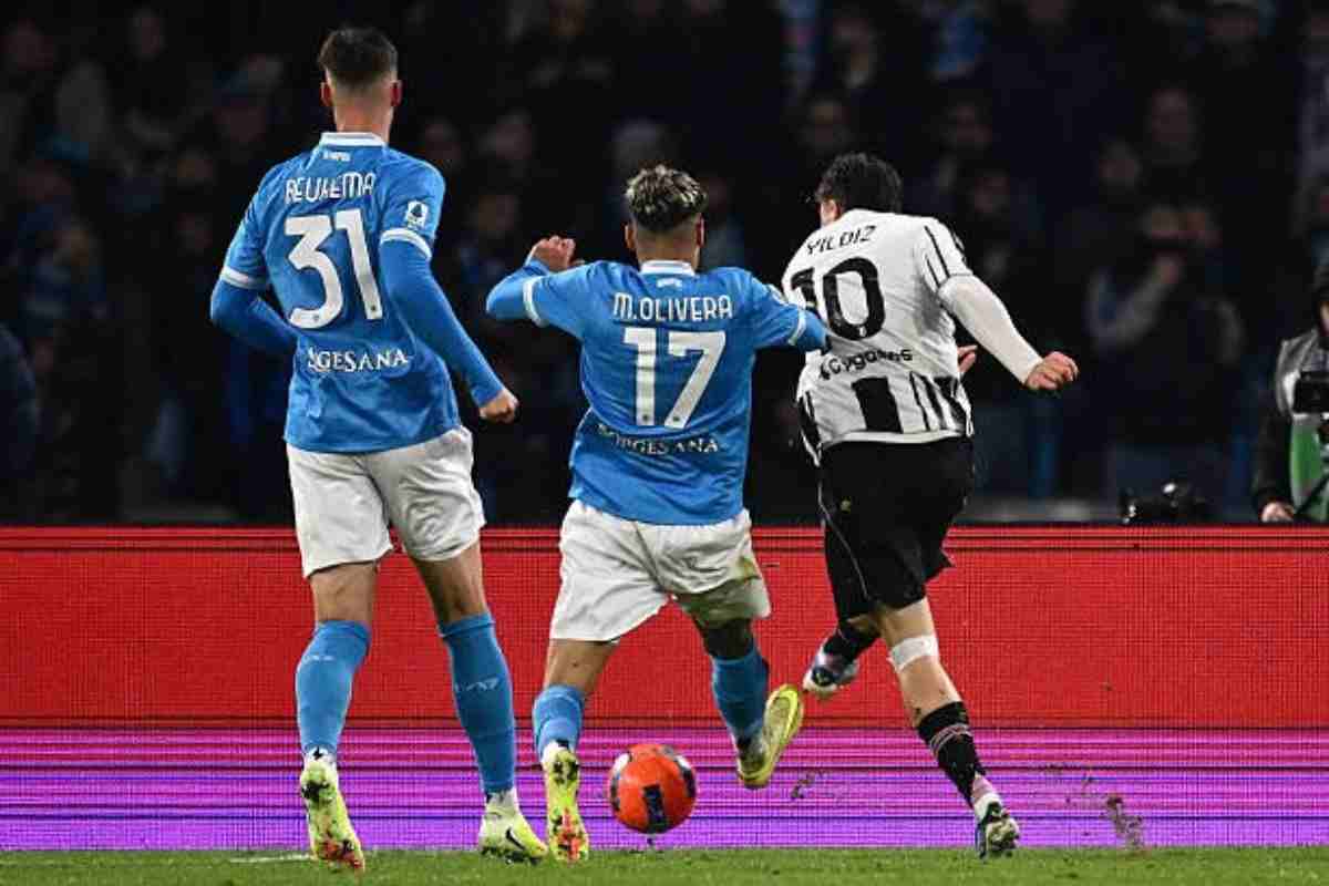 Kenan Yildiz scocca il tiro del momentaneo pareggio contro il Napoli