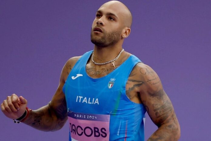 Marcell Jacobs alla fine di una corsa