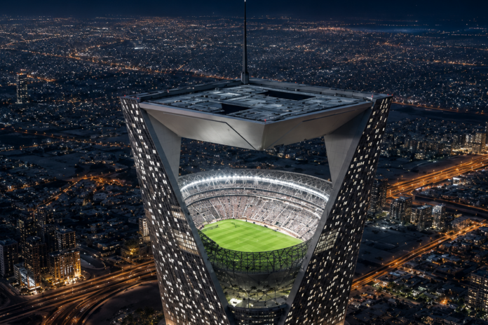 “Sky Stadium”, l’arena sospesa nel cielo: l’idea folle degli arabi per i Mondiali 2034